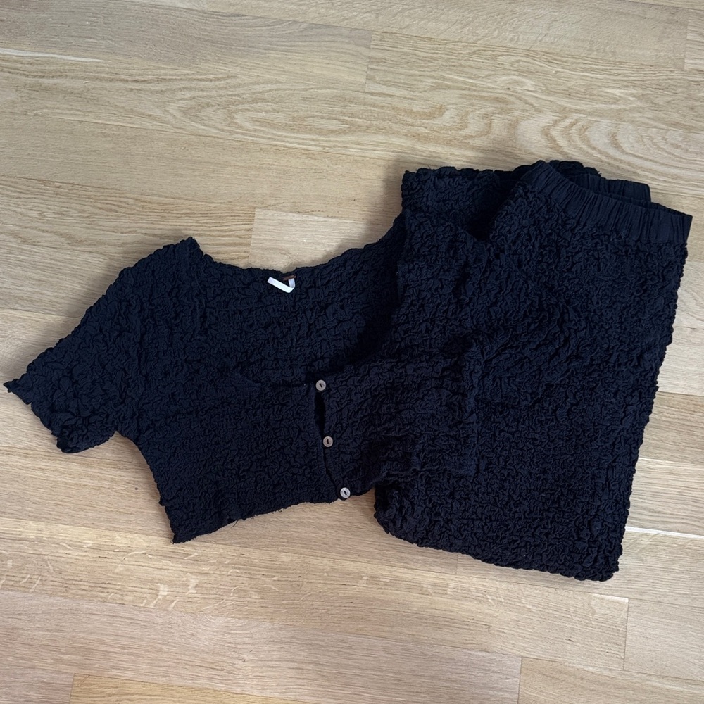 Free People Black Textured Set